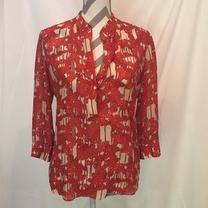 DVF Silk Orange Print Shirt